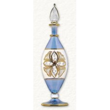 Blue Oval Shape with Gold Design Egyptian Blown Pyrex Glass Perfume Bottle Egypt   